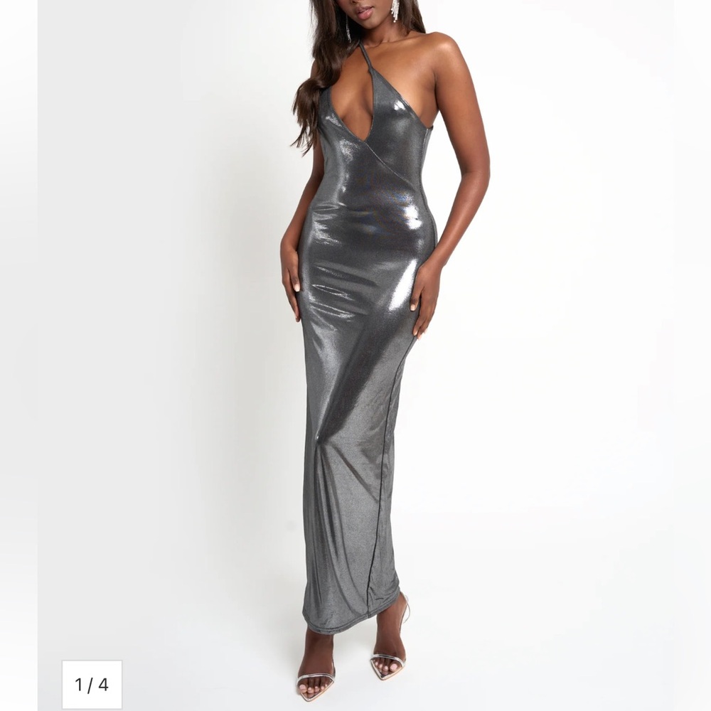 Public desire Cut Out Maxi Dress Gun Metal